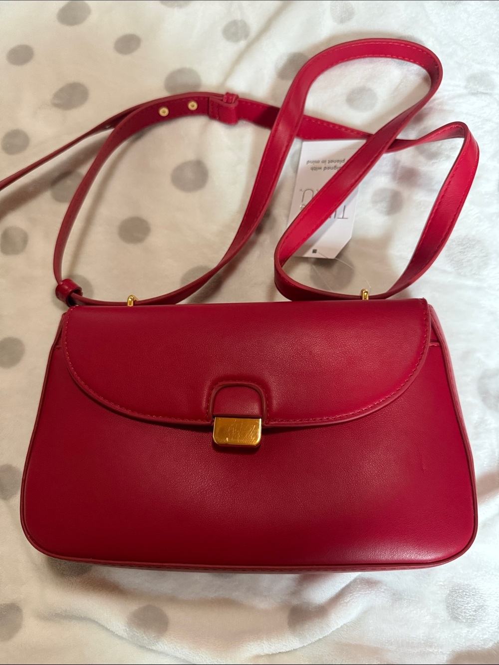 Time and Tru Red Crossbody Bag with Gold Hardware